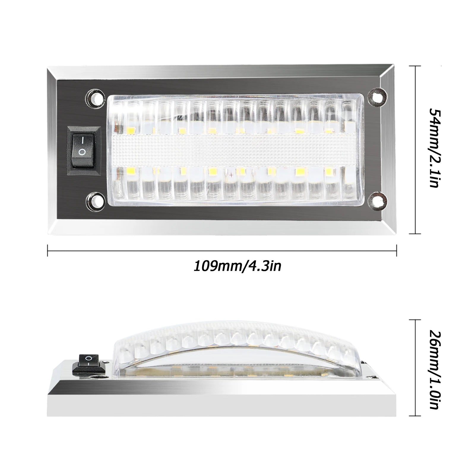 LED 12V-24V Panel Light Car Interior Ceiling Reading Lamp High Brightness Cabin Lights For Bus Van Truck RV Trailer Boat Camper