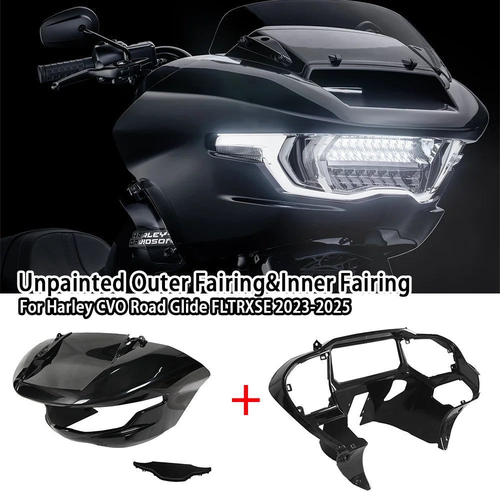 Motorcycle Accessories ABS Black Unpainted Outer Fairing&Inner Fairing Fit For Harley CVO Road Glide FLTRXSE 2023-2025