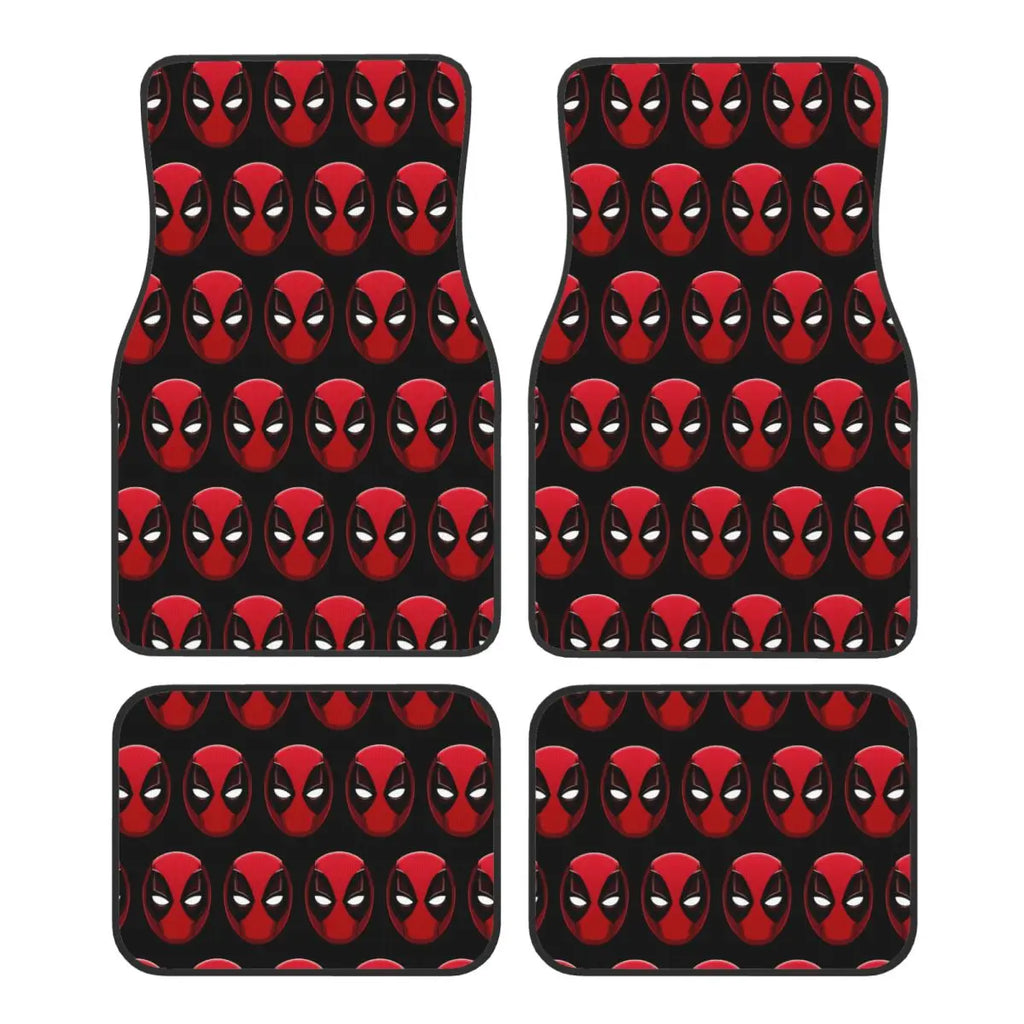 Deadpool Superhero Comics Car Floor Mats Carpet Set of 4 Anti-Slip Universal Automotive Floor Mat Fit for Vans SUV
