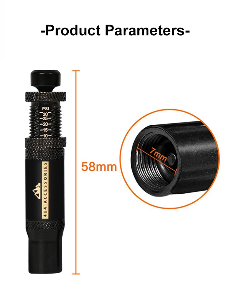 4pcs Adjustable Auto-Stop Tire Deflator Valve Kit (10-30 PSI)Screw-on Tyre Air Down Tool for Vehicles Motorcycle Offroad 4x4