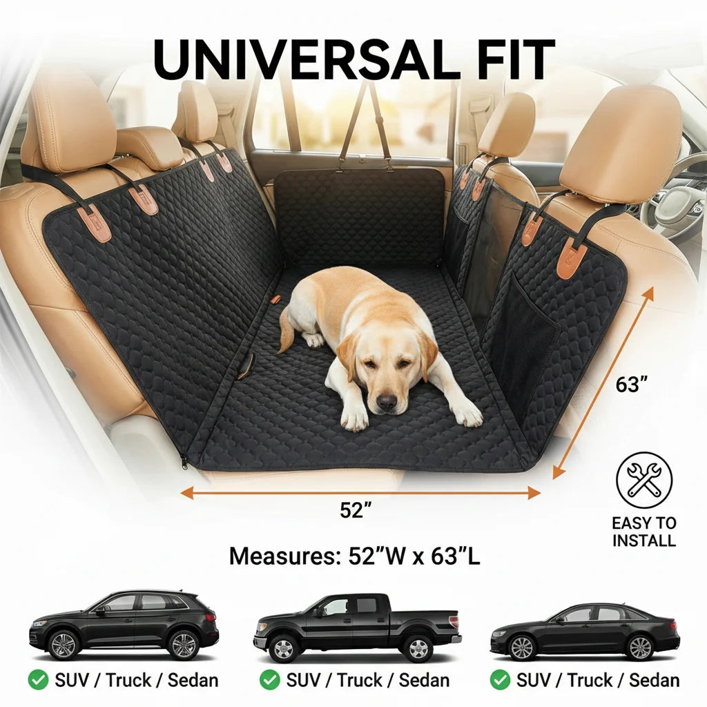 Convertible Car Bed for Dogs， Extended Waterproof Seat Cover with Anti-Slip Backing， Comfortable Pet Mat for SUV Truck Travel