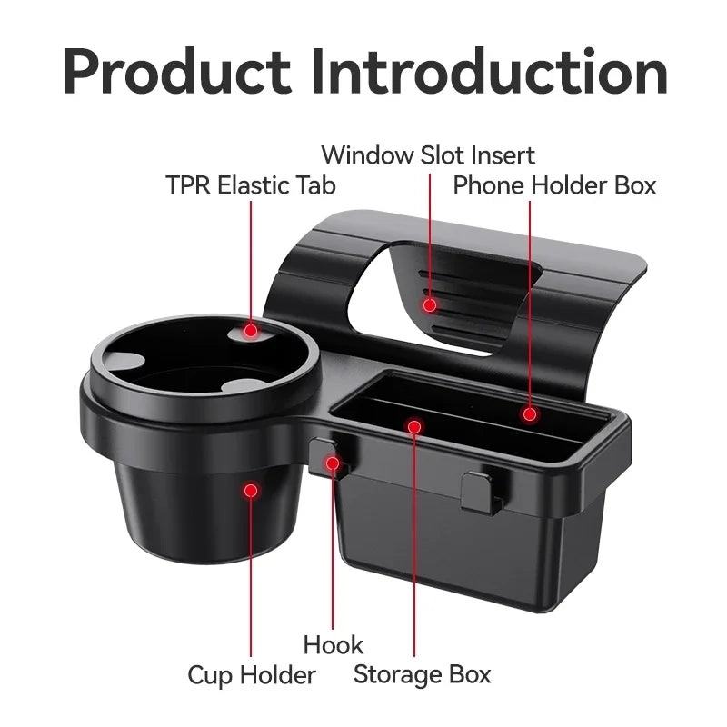 New  Car Organizer Box with Cup Holder Drink Holder Multifunctional Side Door Window Phone Slot Hanging Storage Rack for Vehicle