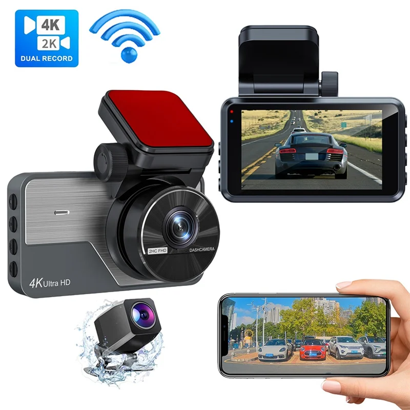 Car Front Rear Dash Camera Car Video Recorder Camera Built In Wifi Camera,Night Vision 170°Wide Angle,WDR,24H Park-Y47A