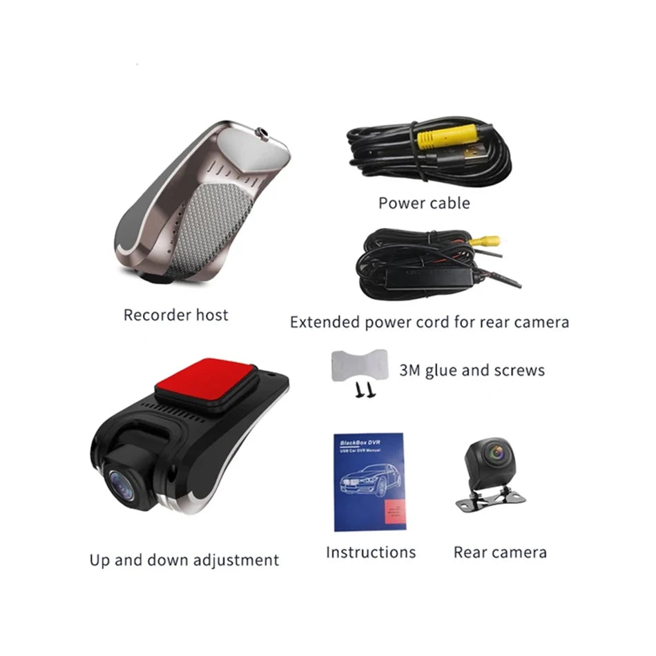 KNOWRO dash cam Double recording car dvr ADAS 1080P Hd night vision Wide Angle 140 degrees USB2.0 interface Android player only