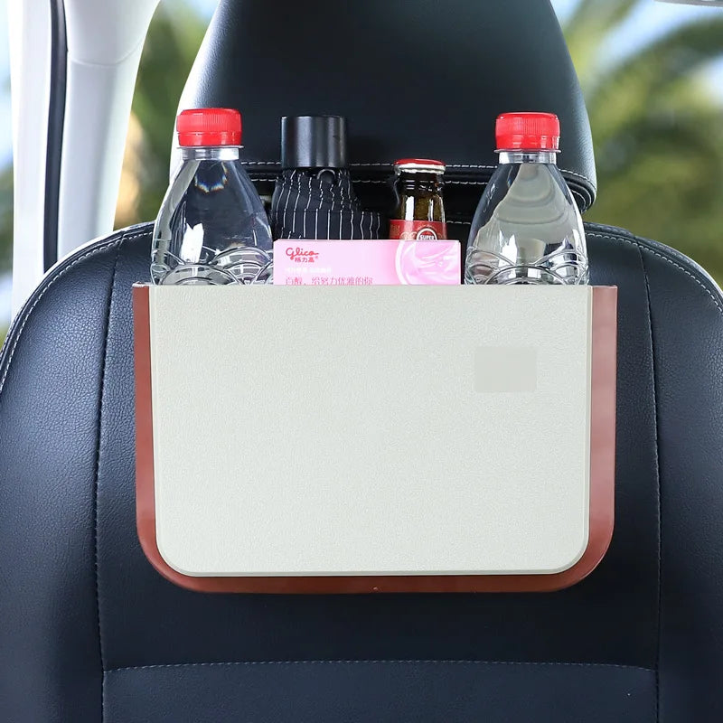 Car Trash Can Organizer Net For Storage Bag Auto Pocket Tablet Phone Glasses Protection Tray Back Table Rear Seat Cup Holder