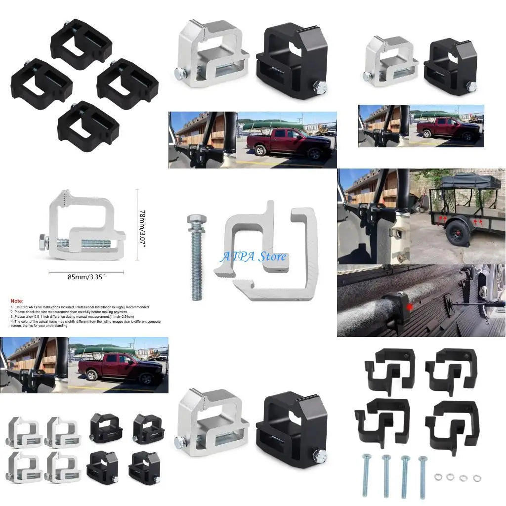 U13C 4Pcs Truck Cap Campers Shells Mounting Clamps Heavy Duty Aluminum Clamp for Pick-up Truck Models Truck Bed