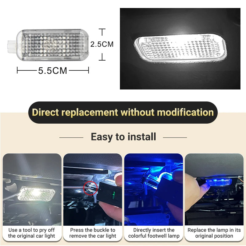LED Car  Interior Footwell Lamp For Audi A1 8X A3 8V 8Y A4 B8 B9 A5 8T A6 C6 C7 C8 A7 A8 D3 D4 D5 Q2 Q3 8U F3 Q5 8R FY Q7 4L 4M