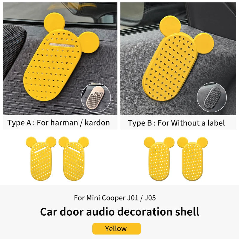 Car Door Audio Decoration Shell For Mini Cooper E/SE J01 EV Aceman J05 2024 2025 ABS Door Speaker Cover Car Interior Accessories