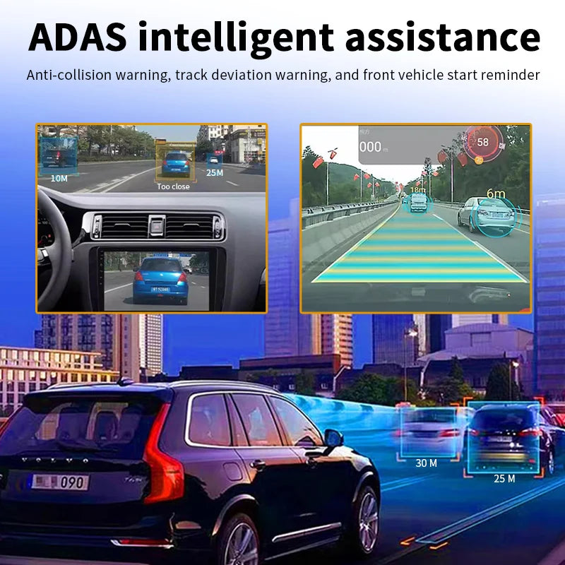ADAS USB Car DVR  Car Recorder，HD1080P Android navigation  dashcam， ADAS intelligent assistance，170 ° wide-angle  shooting