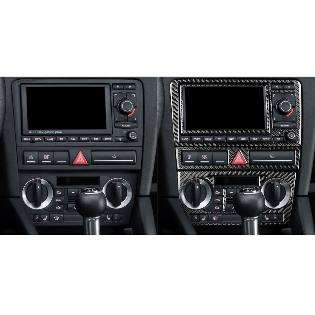 For Audi A3 S3 8P 2006 2007 Car Accessories Carbon Fiber Central AC Radio CD Navigation Panel Set Trim Cover Interior Sticker
