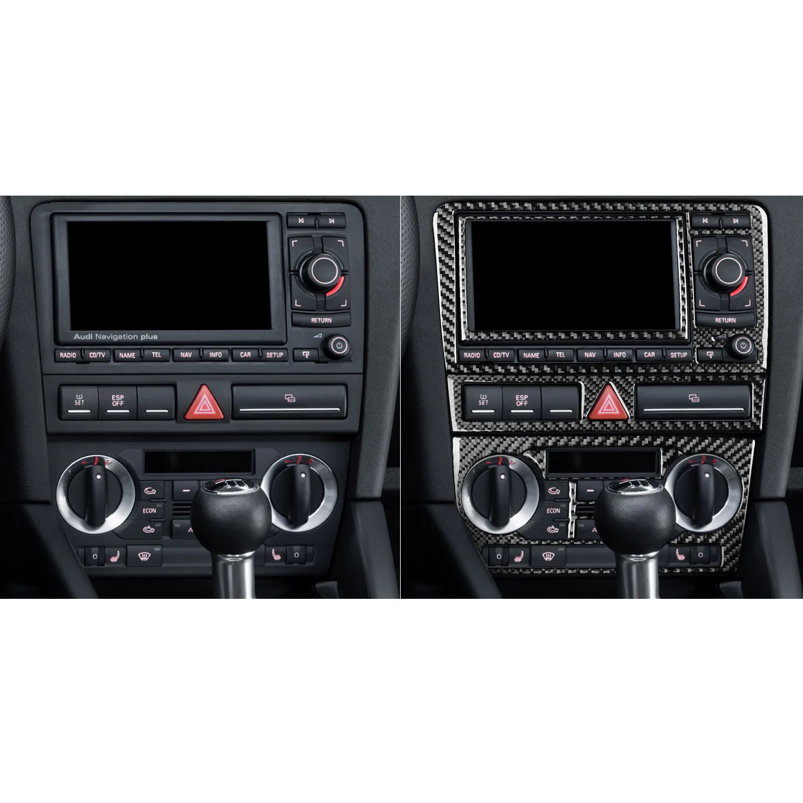 For Audi A3 S3 8P 2006 2007 Car Accessories Carbon Fiber Central AC Radio CD Navigation Panel Set Trim Cover Interior Sticker