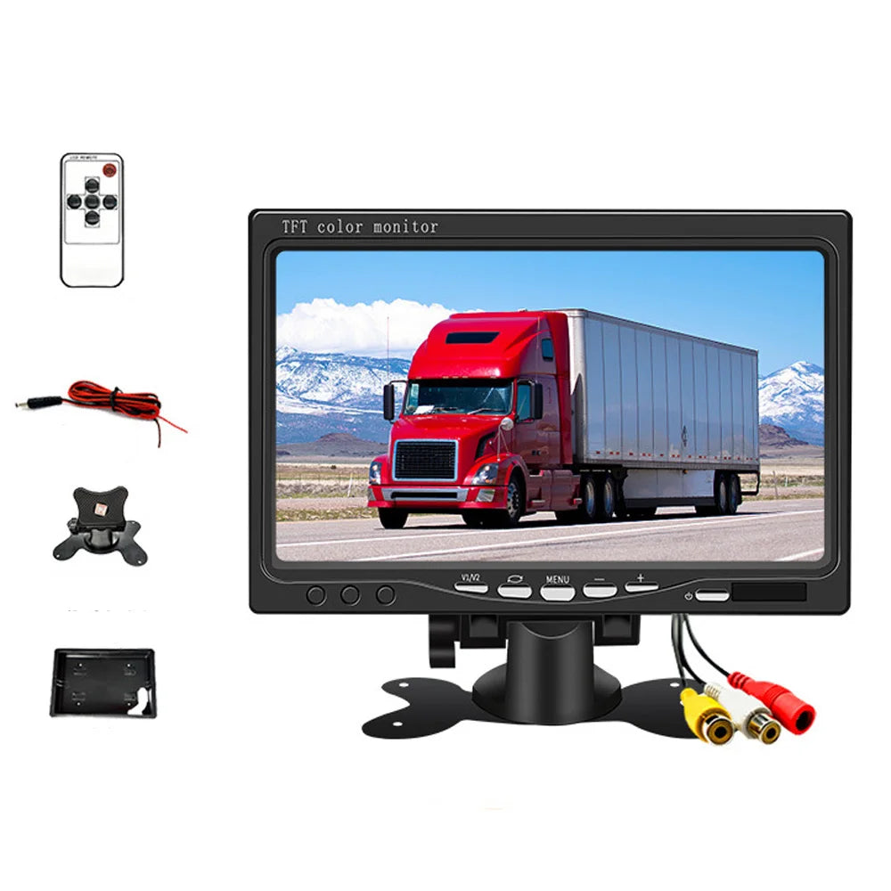 7 Inch Color TFT LCD DC 12V Car Monitor Rear View Headrest Display With 2 Channels Video Input For DVD VCD Reversing Camera