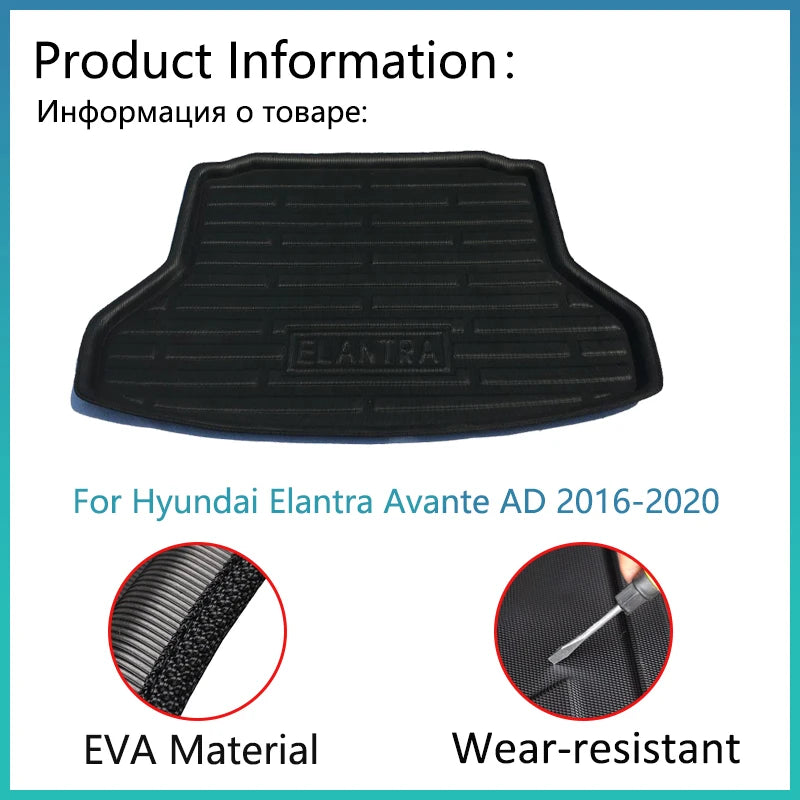 For Hyundai Elantra Avante AD 2016 2017 2018 2019 2020 Accessorie Car EVA Trunk Mat Floor Tray Liner Cargo Boot Carpe Waterproof