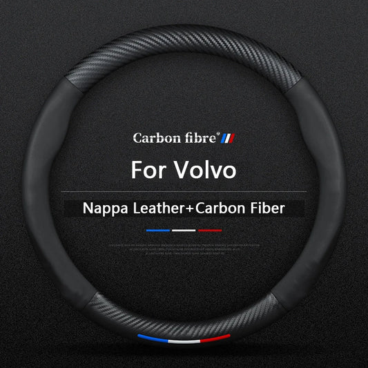 Car Carbon Fiber Leather Steering Wheel Cover For Volvo XC40 XC60 XC70 XC90 S40 S60 S80 S90 V40 V60 V70 V90 C70 Auto Accessories