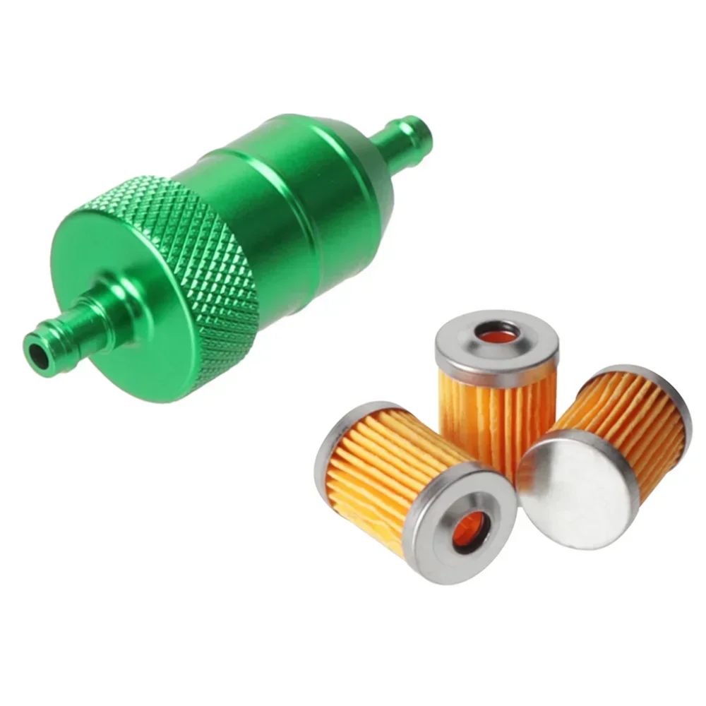 8mm CNC Aluminum Gasoline Cleaner +3/5 Pieces Reusable Cleanable Fuel Filter Motorcycle ATV Quad Inline Oil and Gas Fuel Filter