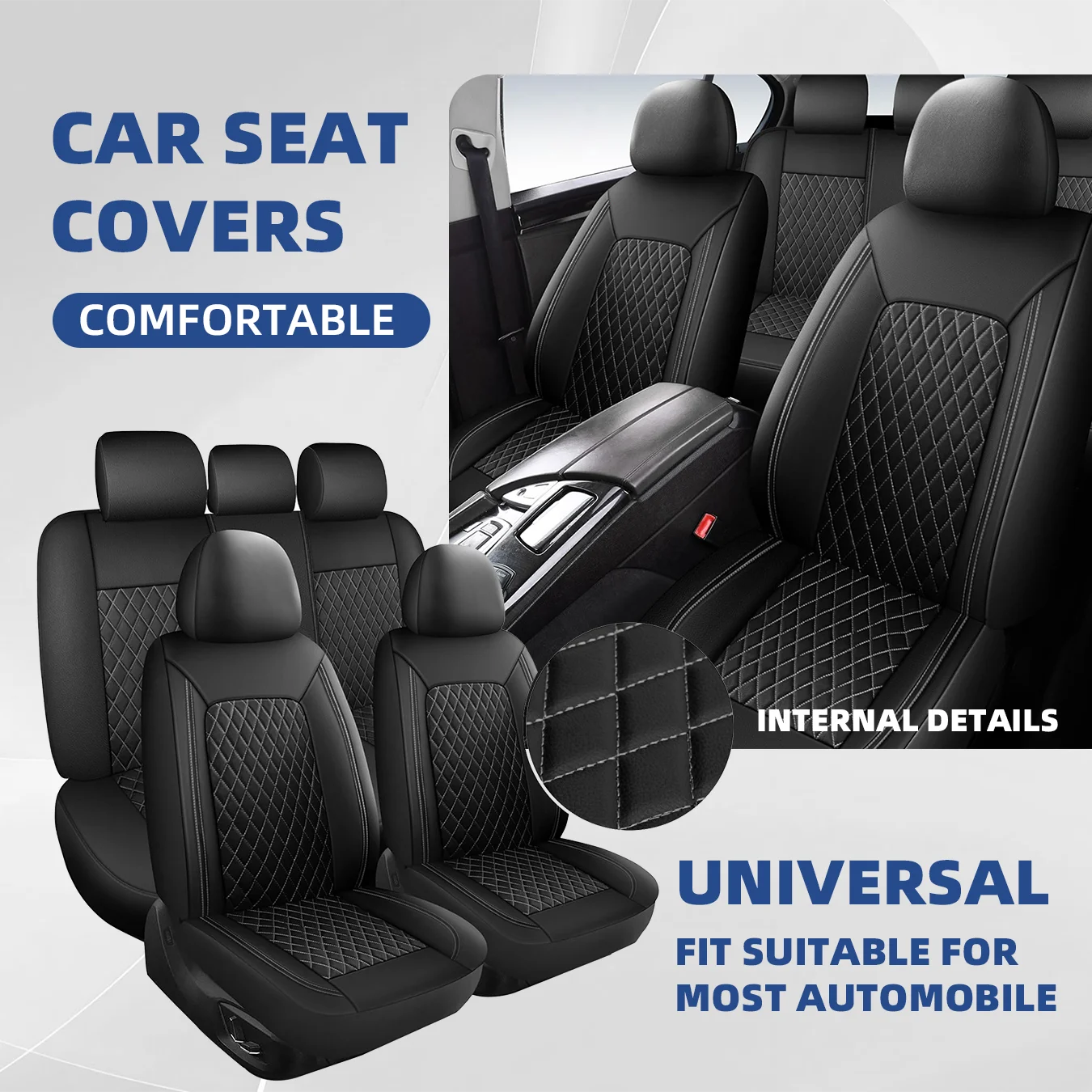 Car Seat Covers Full Set Front Split Rear Bench For Car Universal Cloth SUV Sedan Van Automotive Interior Covers  0910
