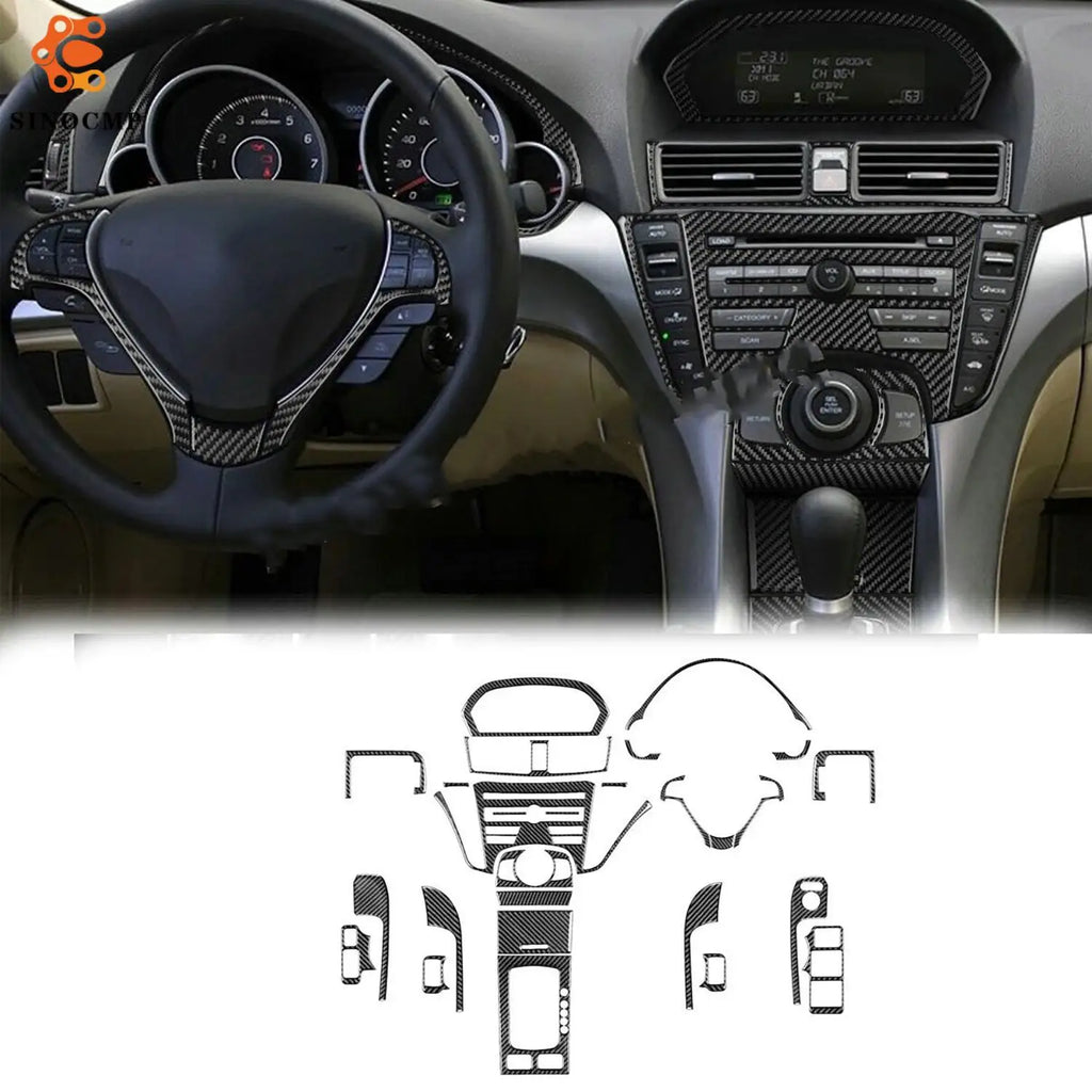 27Pcs Carbon Fiber Full Kits Interior Cover Trim Interior Dashboard Cover Trim Set For Acura TL 2009-2014 Interior Accessories