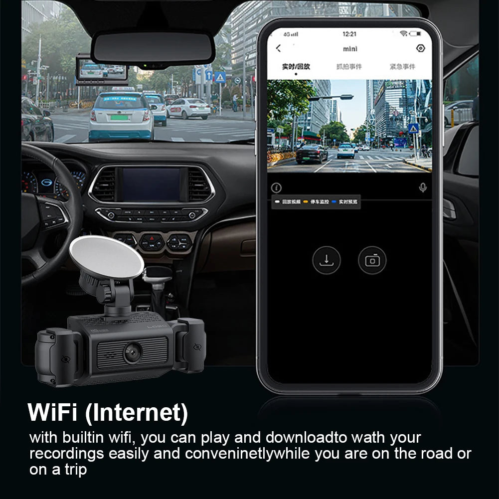 4 Channel 1080P Dash Cam Front and Rear Inside Car Dash Camera Night Vision Driving Video Recorder for Cars