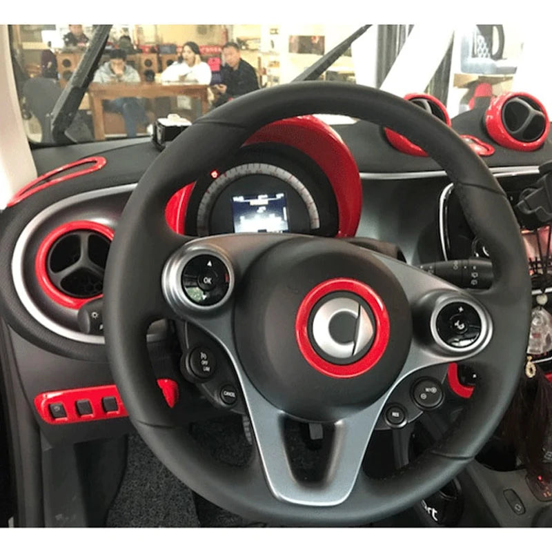 Car Red Interior Modified Steering Wheel Decoration Sticker For New Smart 453 Fortwo Forfour Car Accessories Styling