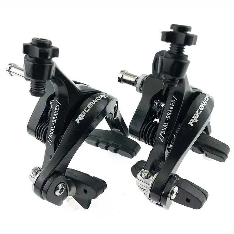 Dual Pivot Side Pull Caliper Brake Set – Front & Rear Rim Brakes with Pads for Road Racing Bikes