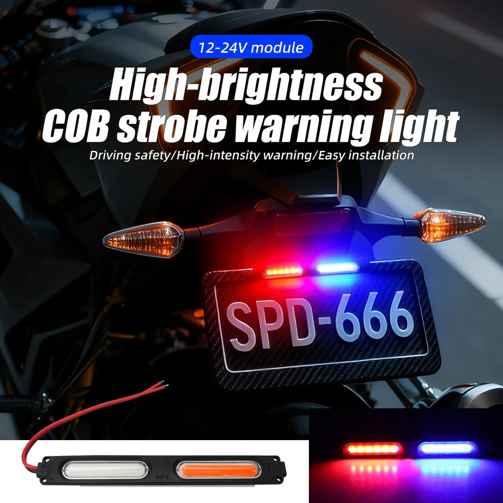 Easy install dual light LED module flashing red blue for motorcycles For cars electric vehicles pickup trucks lamp