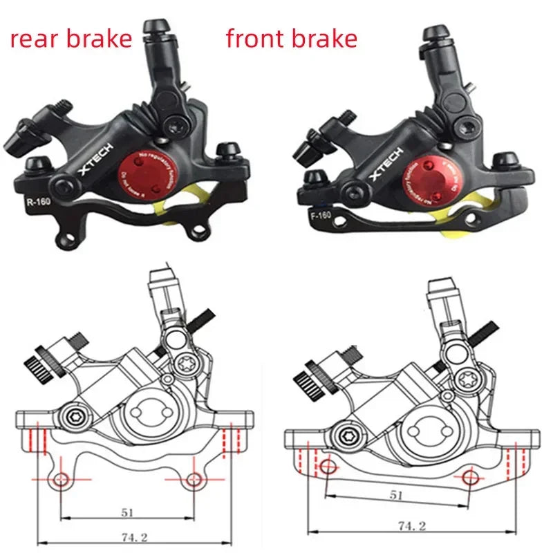 ZOOM XTECH HB100 MTB Colorful Hydraulic Line Pulling Disc Brakes Electric Folding Car Mountain Road Bike Line Pull Oil Brake