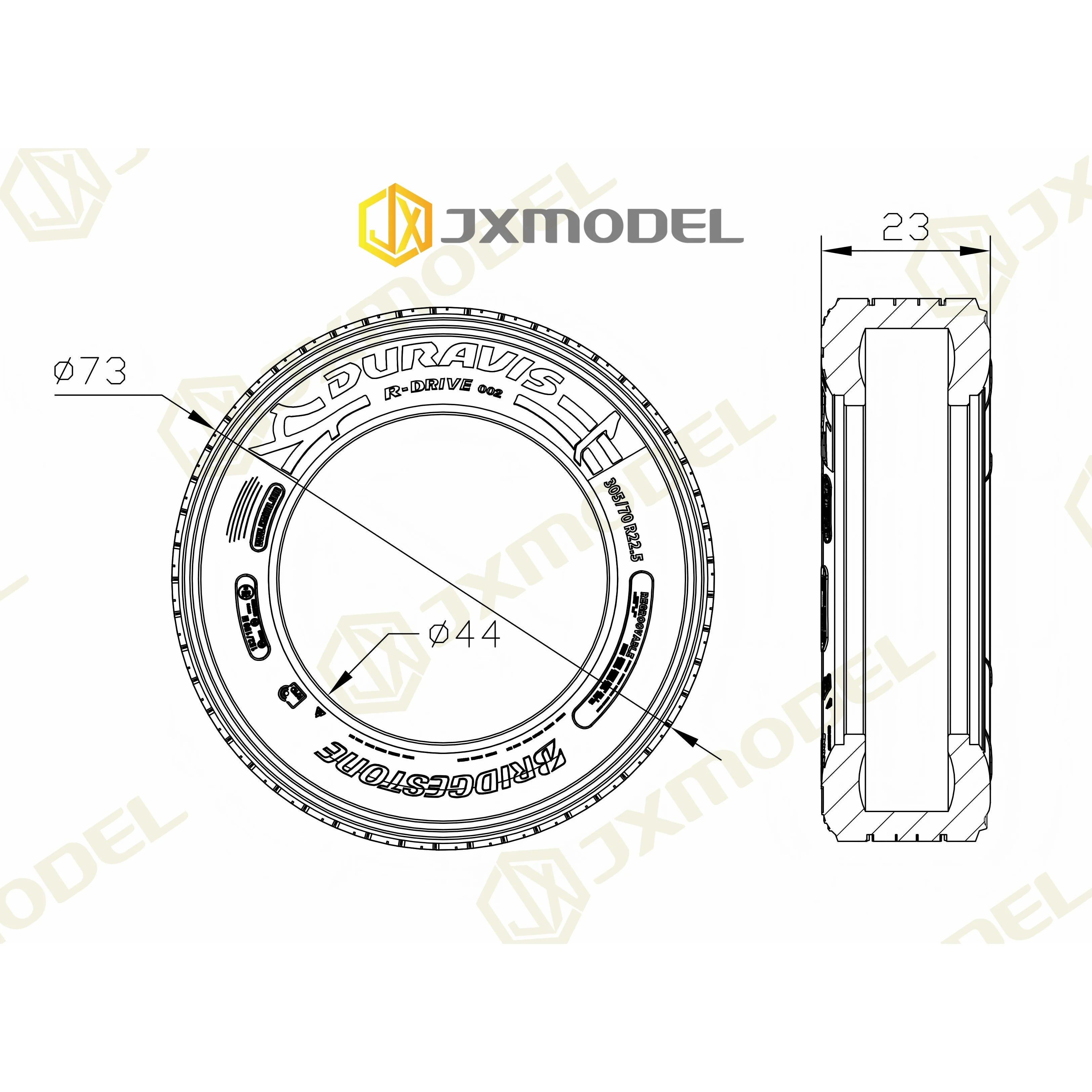 2 PCS JXMODEL RC 1/14 Truck Tire High Quality Rubber Tires Tyres For Tamiya 1/14 RC Tactor Tipper Truck Semi-trailer DIY Parts
