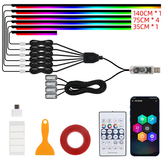 10 in 1 Car LED Acrylic Light Strip