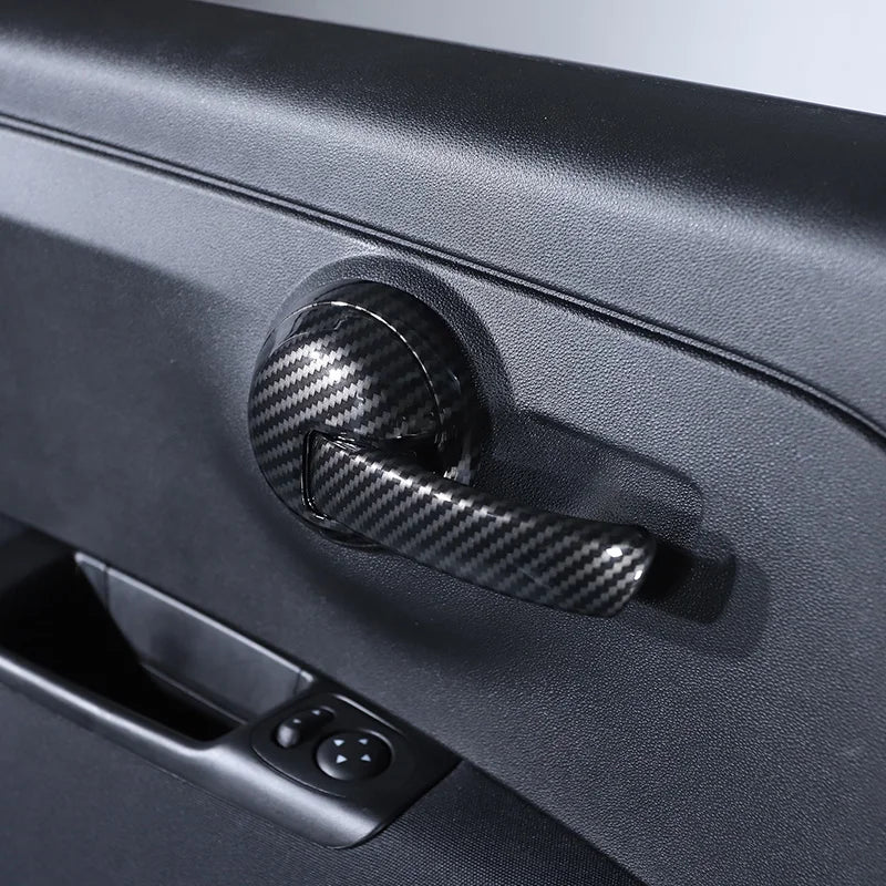 ABS Carbon Fiber Car Interior Door Handle Decoration Cover Stickers Trim For Fiat 500 Abarth 595 2010-2024 Auto Accessories