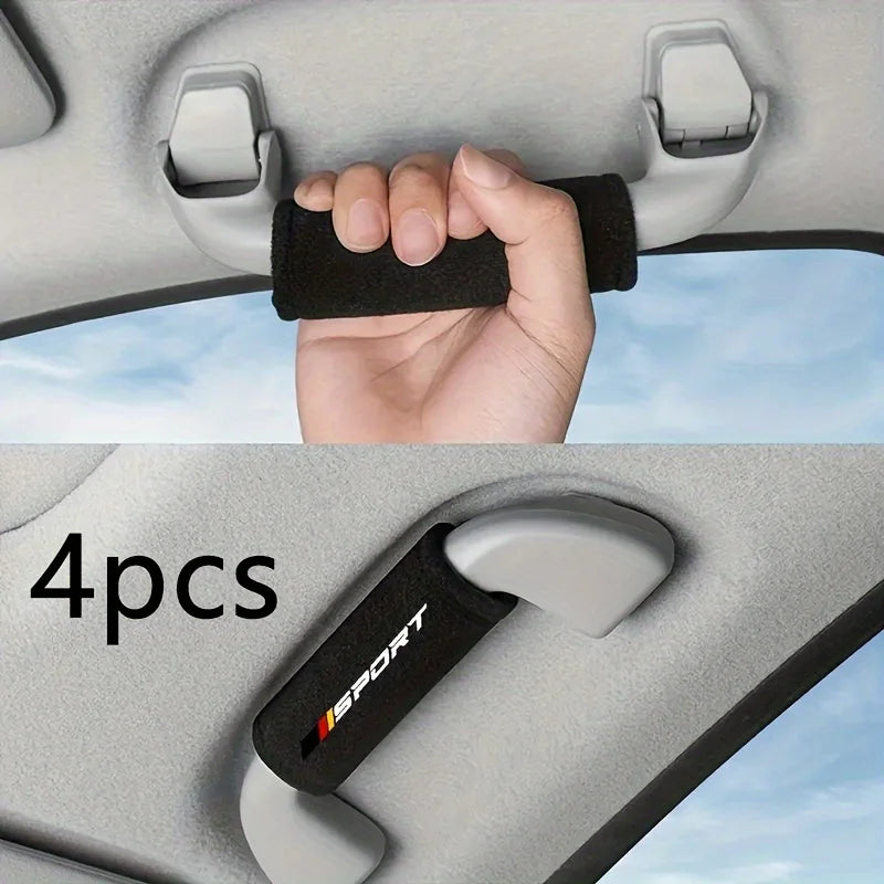 4-piece car interior accessory set: roof grab handle trim and protective cover, car interior ceiling handle protective cover.