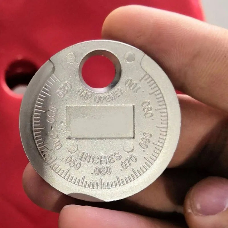 1 pieza de calibre de bujía tipo moneda de 0,6-2,4 mm, herramienta de medición de calibre de bujía.