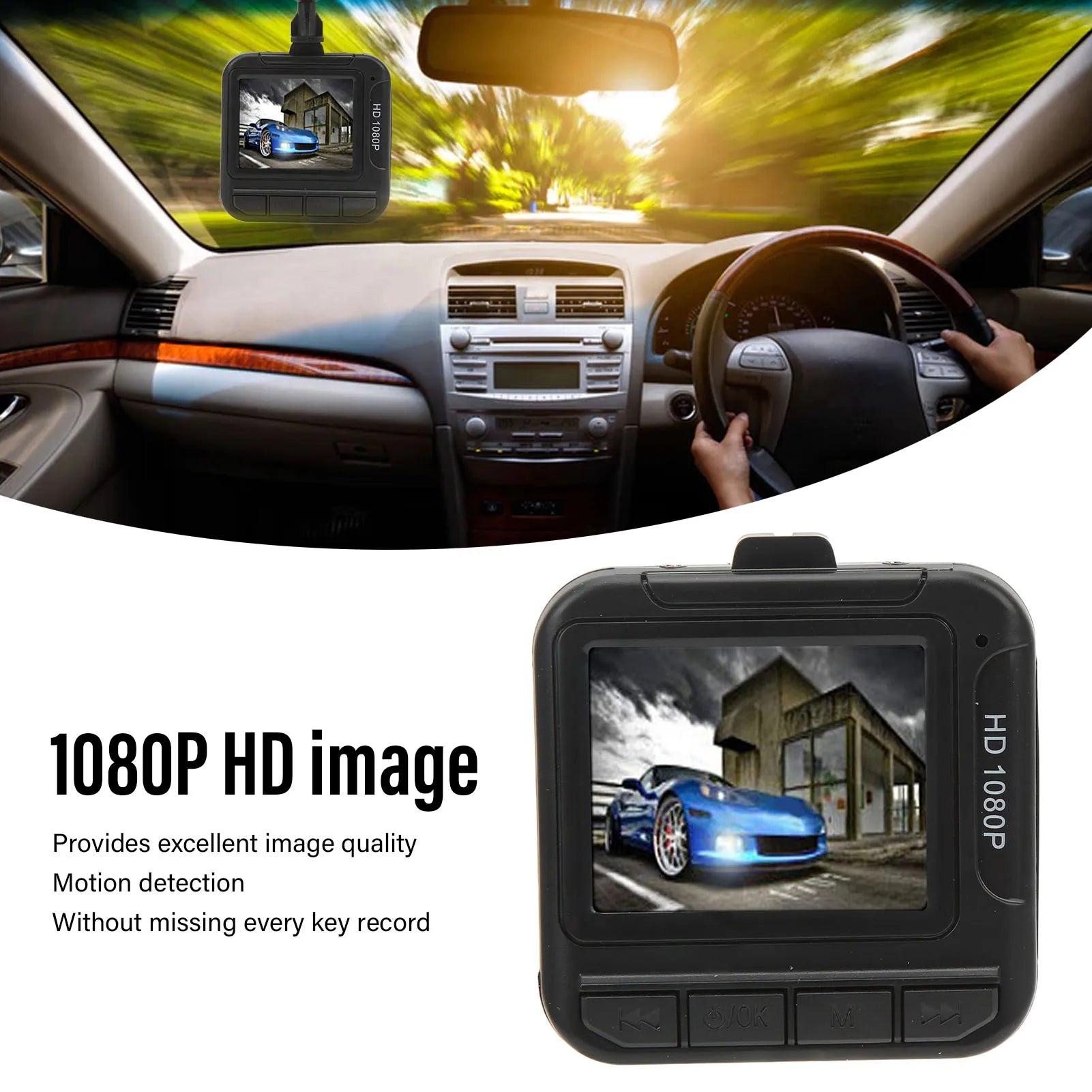 Driving Recorder 1080P HD 1.6in Color Display Screen Loop Recording Dash Cam for Car 1080P Driving Recorder Car Driving Recorder