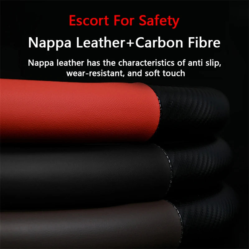 Car Carbon Fiber Leather Steering Wheel Cover For Volvo XC40 XC60 XC70 XC90 S40 S60 S80 S90 V40 V60 V70 V90 C70 Auto Accessories