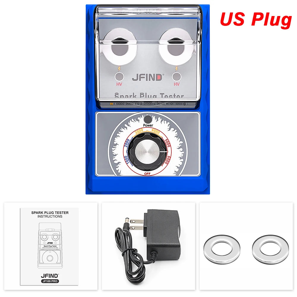 JFIND JF109 Pro - Probador de bujías para coche (100 V, 240 V, con cubierta protectora, doble orificio, 12 V)