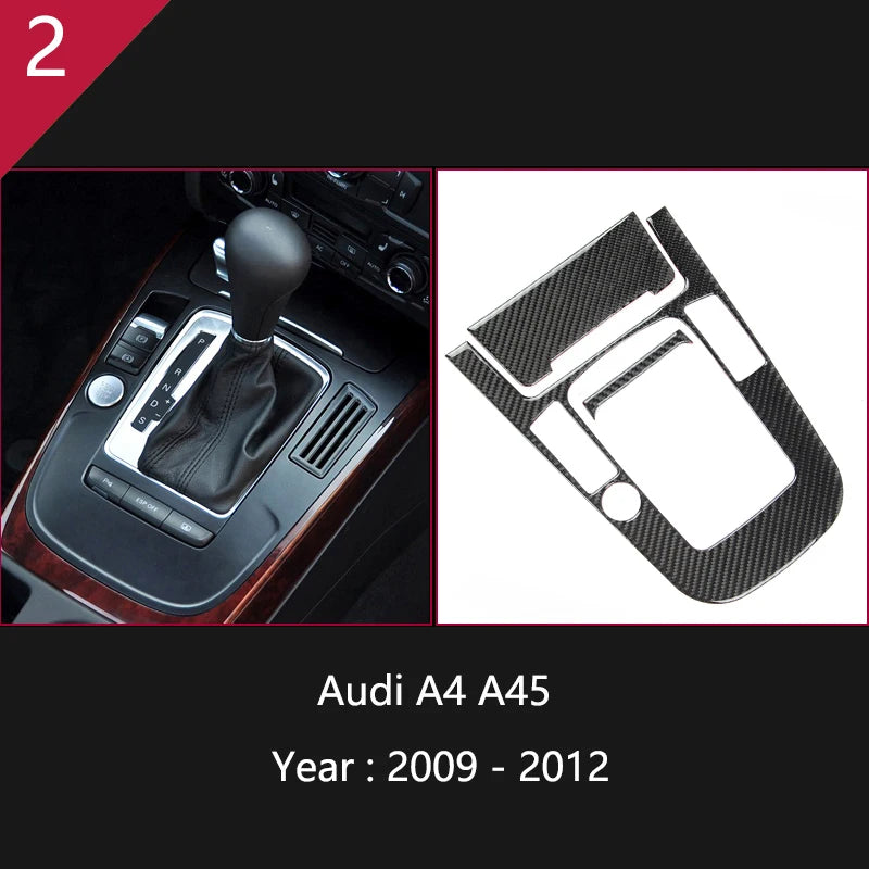 For Audi A4 S4 RS4 B8 8K A5 S5 RS5 8T 8F Carbon Fiber Interior Auto Gear Shift Panel Cover Frame Trim Sticker Car Accessories