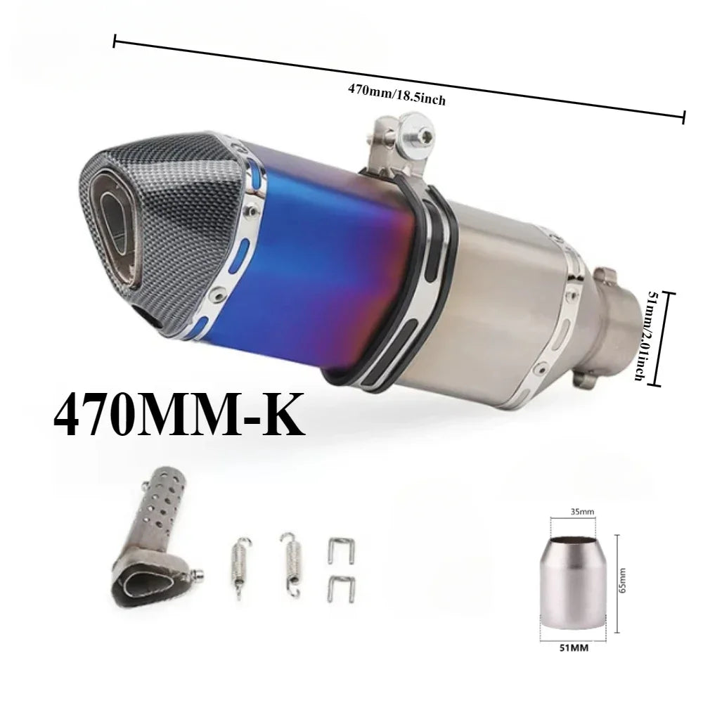Tubo de escape da motocicleta 51mm com silenciador modificar motocross silenciador para Z400 250 R15 R3 sujeira pit bike scooter
