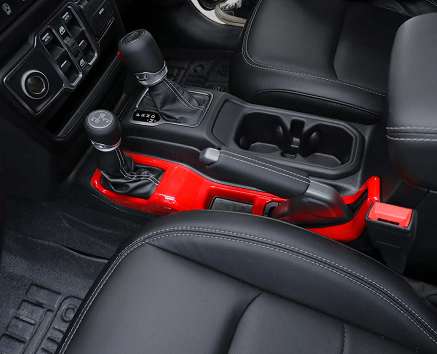 for Jeep Wrangler JL 2018-2023 Interior Accessories 4 Wheel Drive Emergency Brake Trim 4WD Decorative Cover Carbon Fiber Look