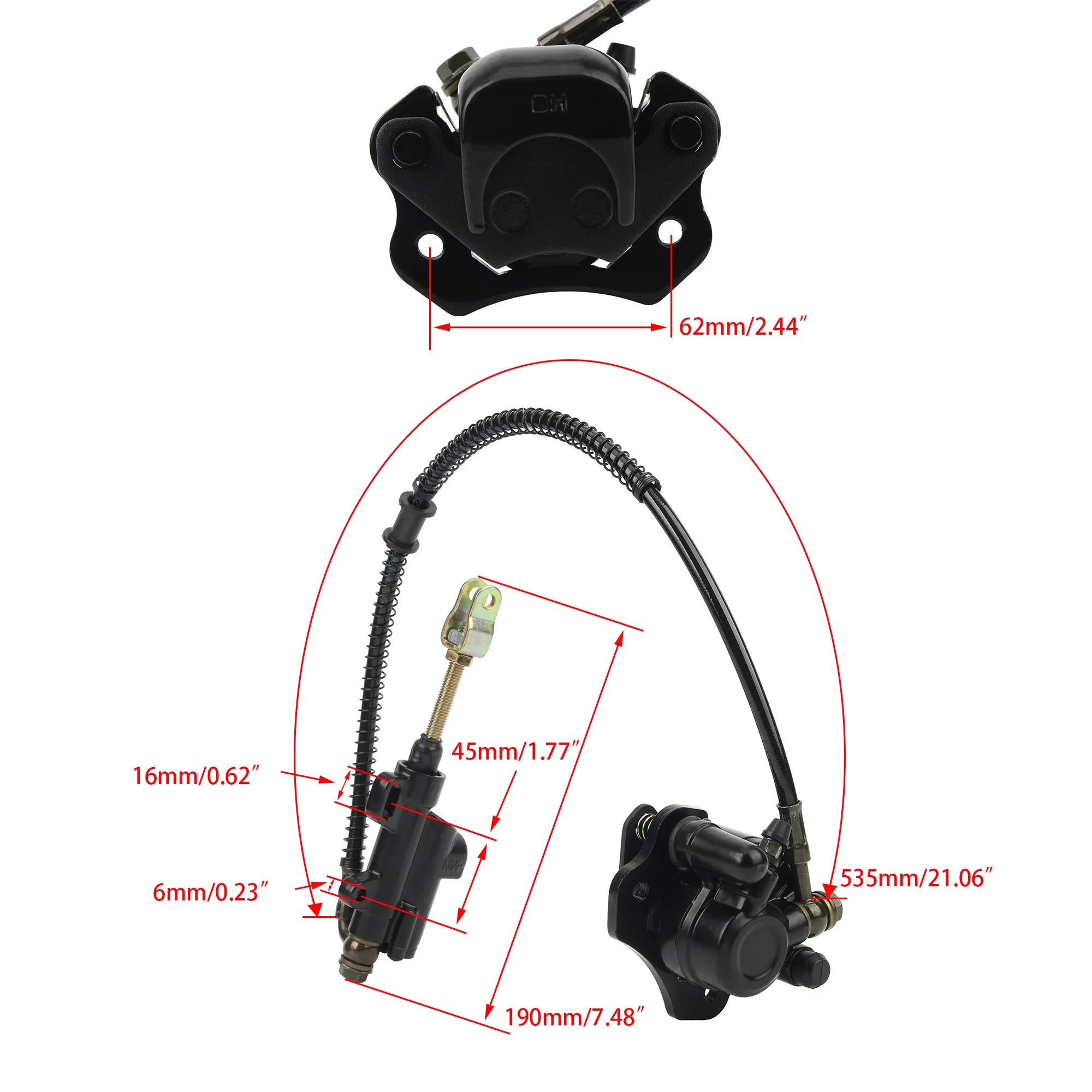 Motorcycle Rear Disc Brake Calipers With Brake Pump Brake Pads Set for 50cc 90cc 110cc 125cc ATV Buggy Karting Quad Bike Parts