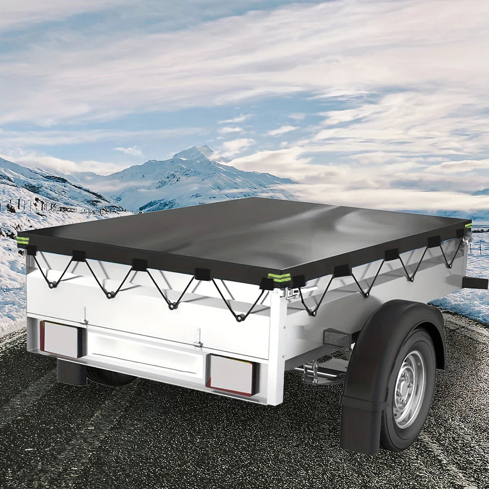 Waterproof Cover Trailer Tarpaulin Cargo Covering Custom Fit Coverage Elastic Webbing Multi-Purpose Use Protective Cover
