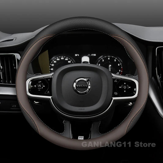 Leather Car Steering Wheel Cover For Volvo XC60 XC40 XC90 Anti-slip Auto Steering Wheel Cover Volvo XC60 Accessories