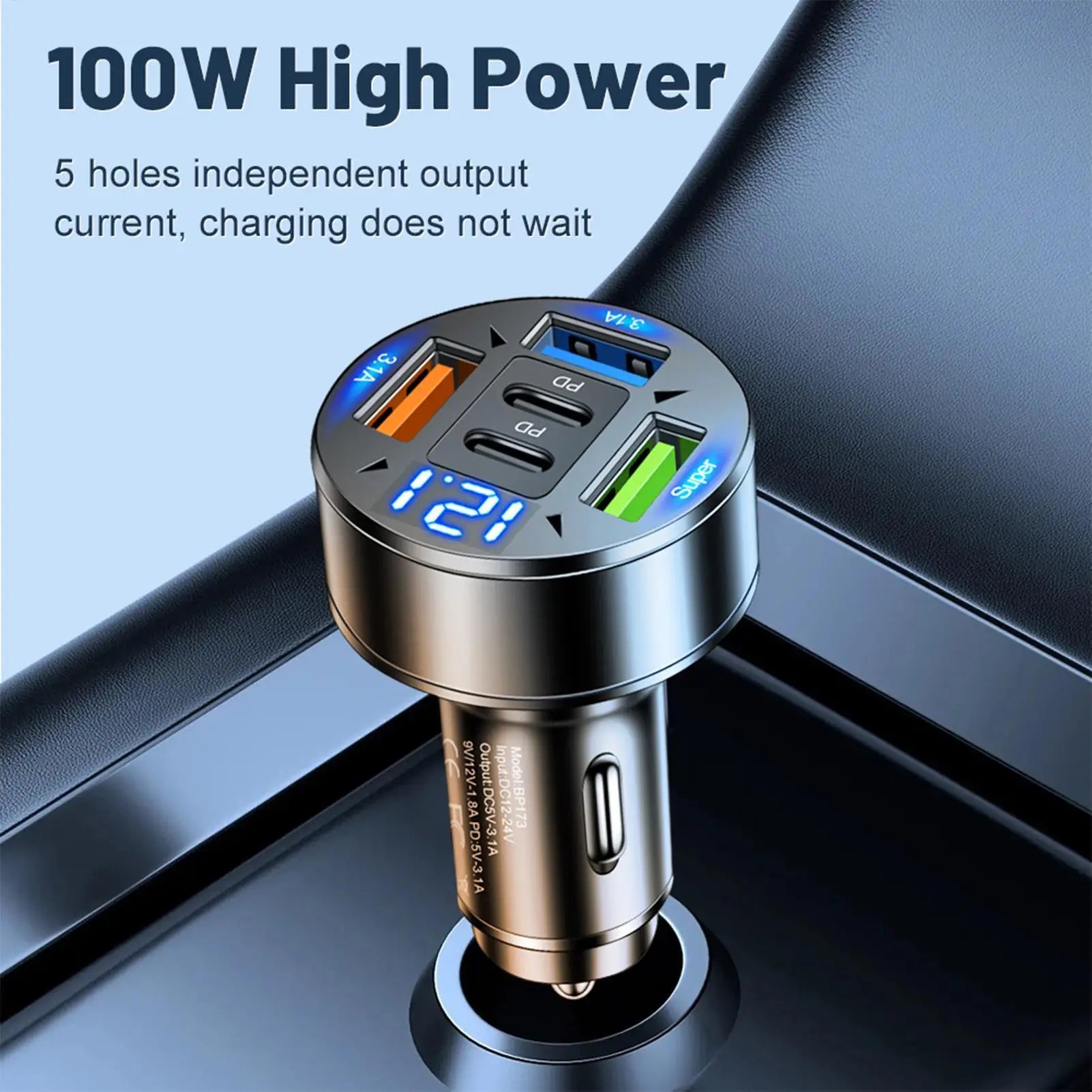 Car Charger USB Car Charger Super Fast USB Type C Car Charger Adapter Multi-Ports Type C Pd Super Fast Charging Mobile Phone