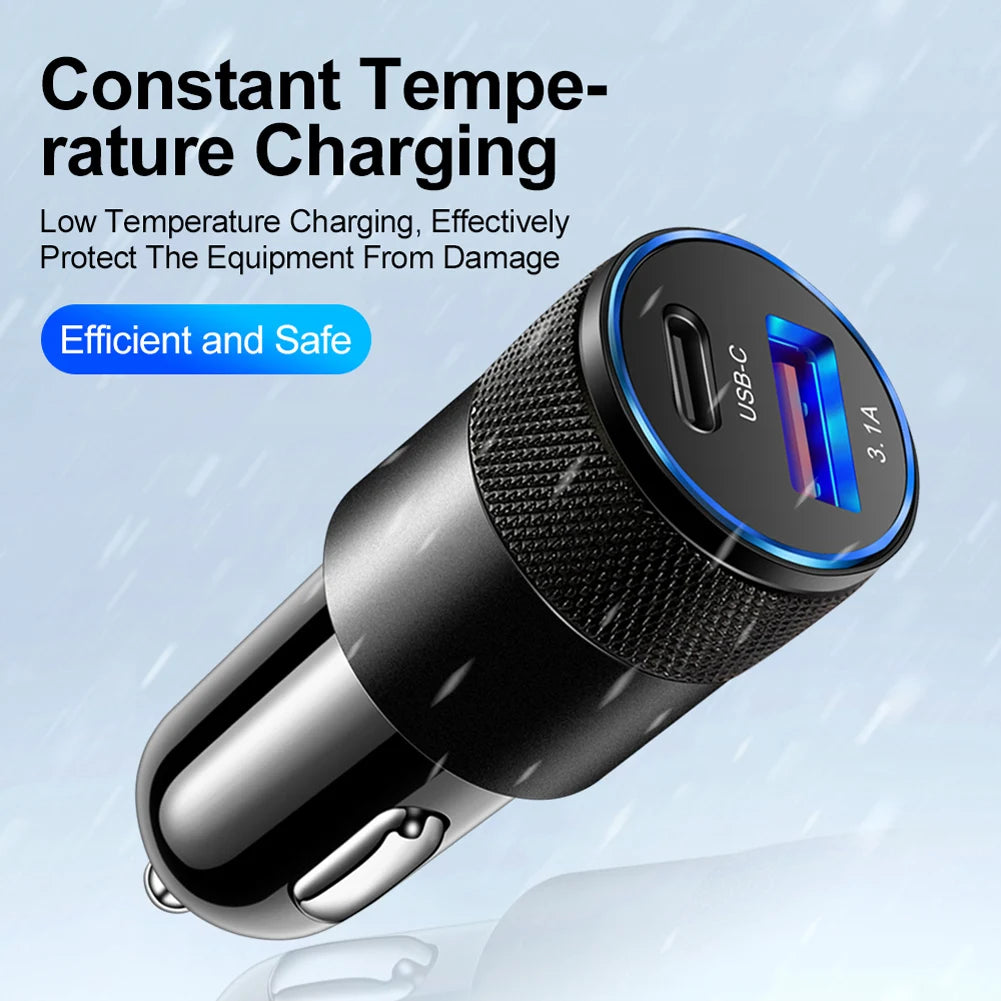 1pcs 65W USB Car Charger  Quick Charge 3.0 Type C  Fast   Charging Phone Adapter  Quick Chargers Automobile Parts
