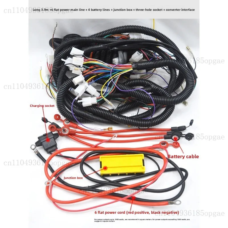 Electric Tricycle Line Assembly Vehicle Large Line National Standard Copper Core 6 Flat Harness Assembly Passenger Truck