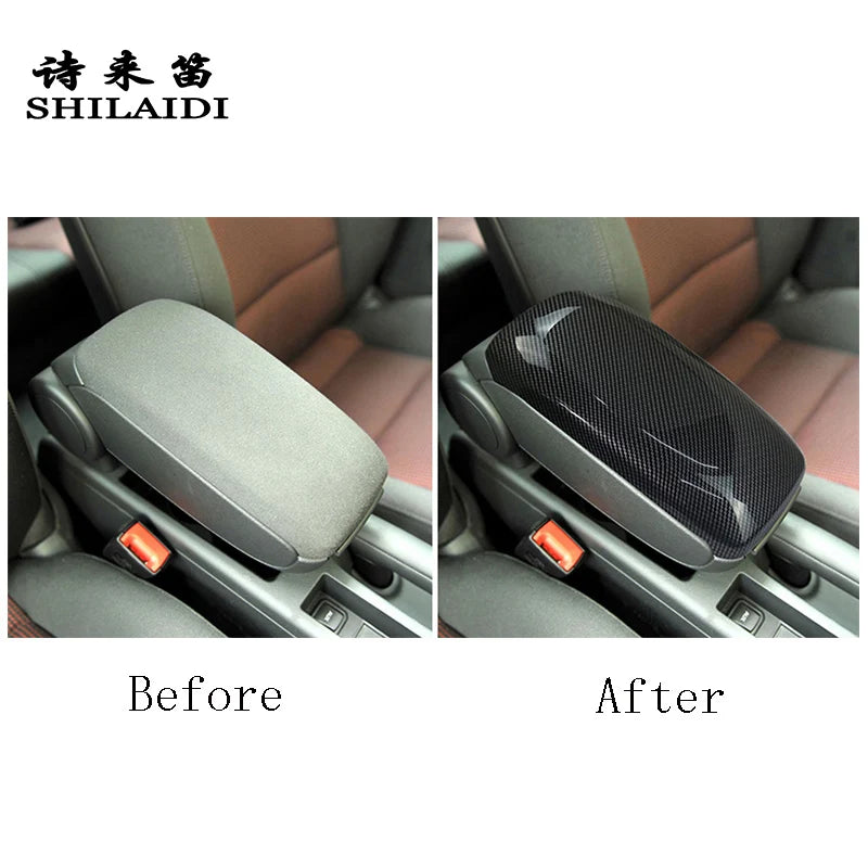 Car Center Console Armrest Storage Box Decoration Cover Stickers Trim For Audi A3 8P 2003-2012 Interior Carbon Fiber Accessories