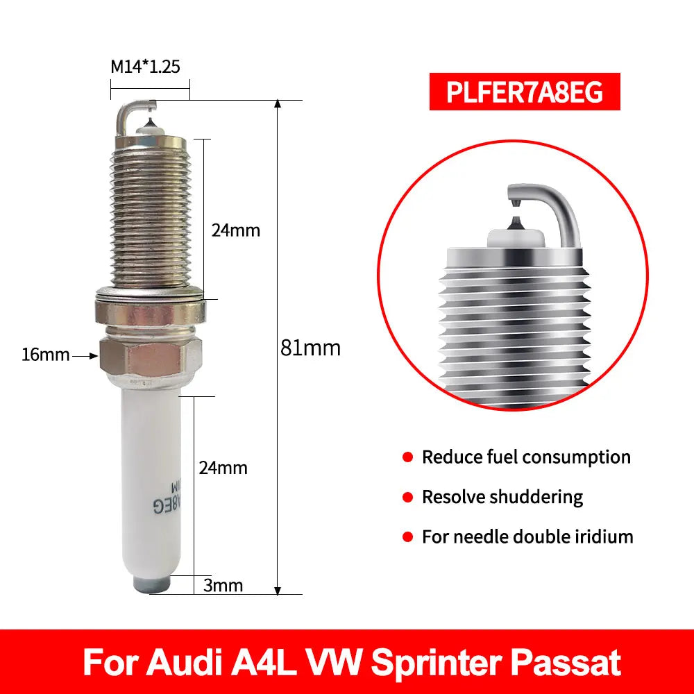 PLFER7A8EG 94833 Dual Iridium Spark Plug For VW Beetle Golf R Tiguan AUDI SKODA 2.0T 06K905601B 06K905611C