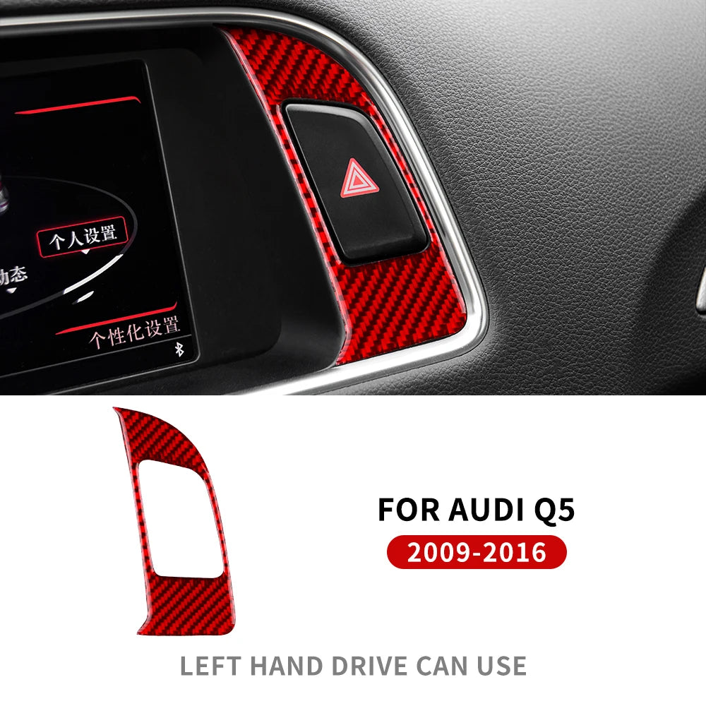 For Audi Q5 2009-2016 Accessories Carbon Fiber Interior Car Warning Light Switch Decorative Frame Sticker Trim Cover