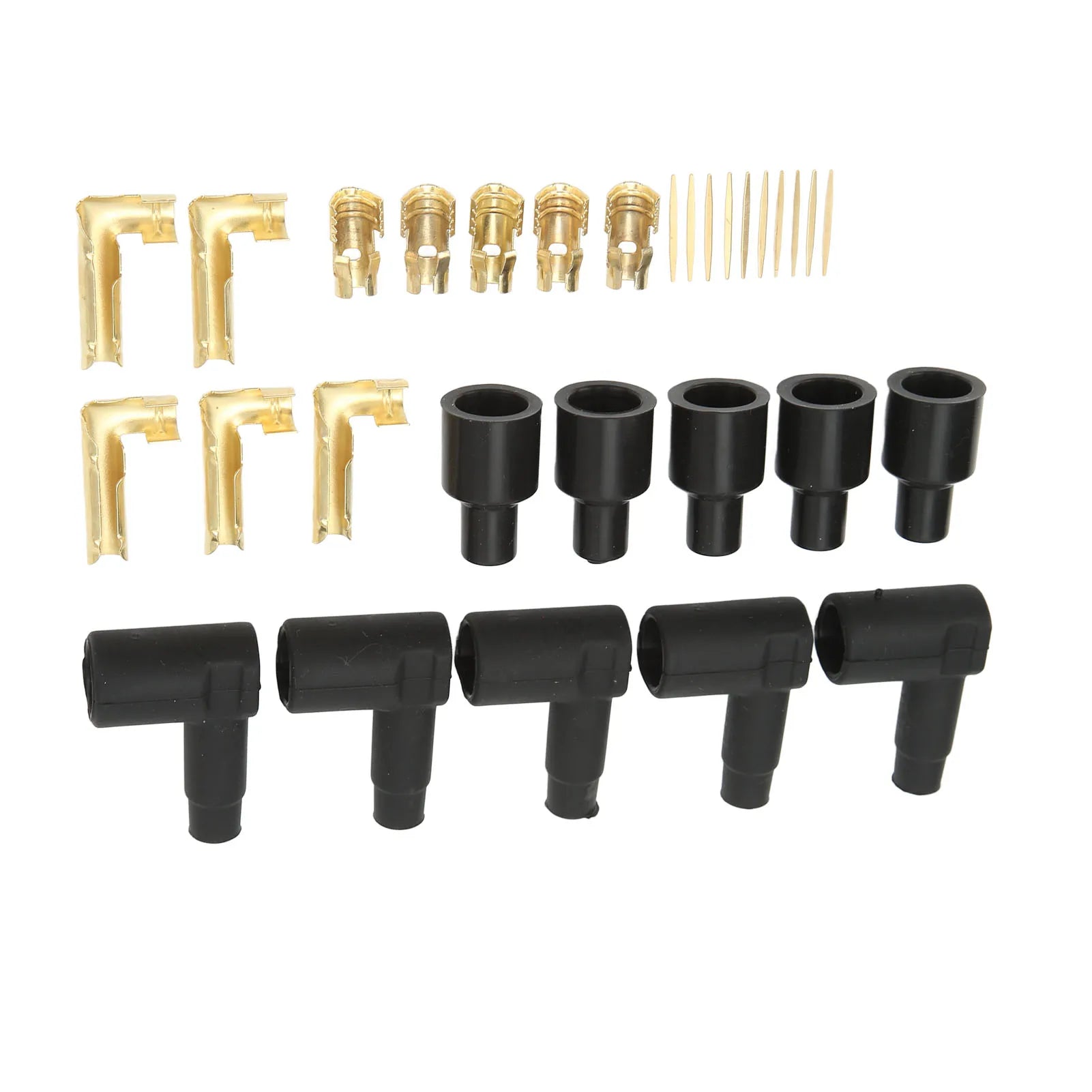 30PCS Spark Plug Coil Wire Boot Black Rubber Material Terminal Kit Fit for 6‑10mm Wires new