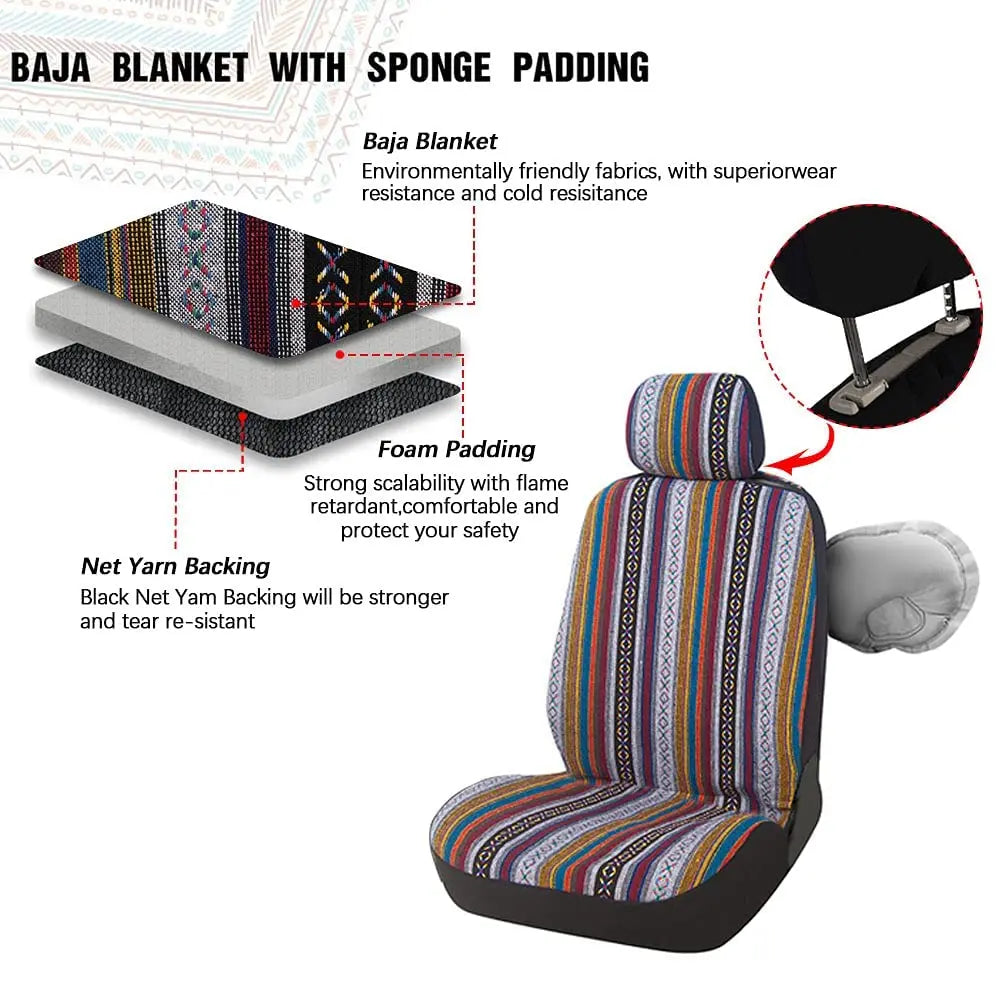 Stripe design truck seat covers, Bohemian style fits most van truck front seat covers single double car seat covers single drive