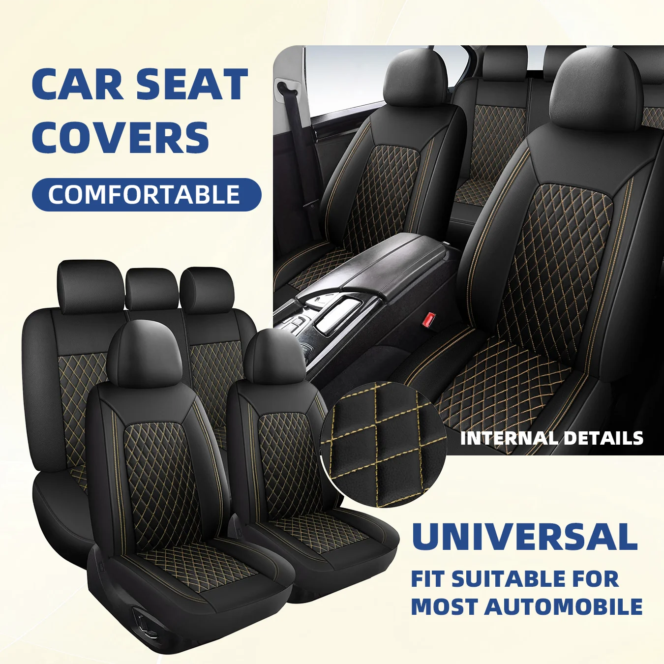Car Seat Covers Full Set Front Split Rear Bench For Car Universal Cloth SUV Sedan Van Automotive Interior Covers  0910