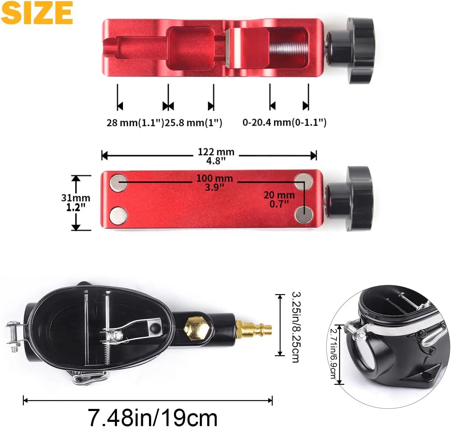 Spark Plug Gap Tool & Pneumatic Spark Plug Cleaner Kit - Air Sandblaster Cleaning Tool for Most 10,12,14, 16mm Spark Plugs